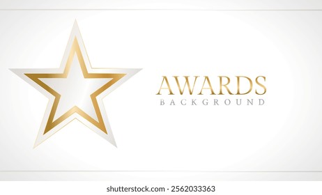 Elegant awards background with gold and silver ribbons, perfect for ceremonies, certificates, presentations, and promotions. Modern and luxurious design exuding prestige and professionalism