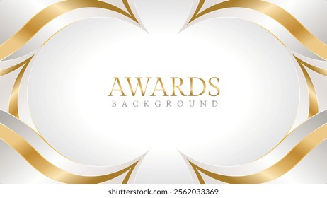 Elegant awards background with gold and silver ribbons, perfect for ceremonies, certificates, presentations, and promotions. Modern and luxurious design exuding prestige and professionalism