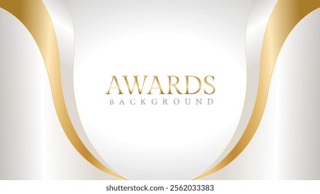 Elegant awards background with gold and silver ribbons, perfect for ceremonies, certificates, presentations, and promotions. Modern and luxurious design exuding prestige and professionalism