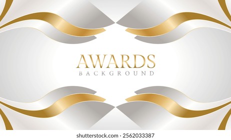 Elegant awards background with gold and silver ribbons, perfect for ceremonies, certificates, presentations, and promotions. Modern and luxurious design exuding prestige and professionalism