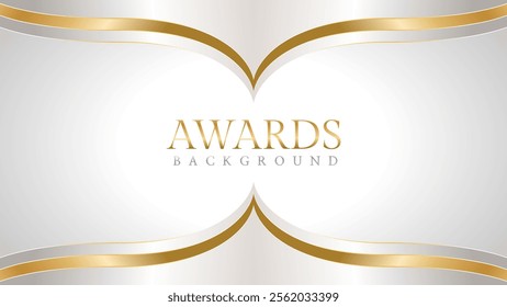 Elegant awards background with gold and silver ribbons, perfect for ceremonies, certificates, presentations, and promotions. Modern and luxurious design exuding prestige and professionalism