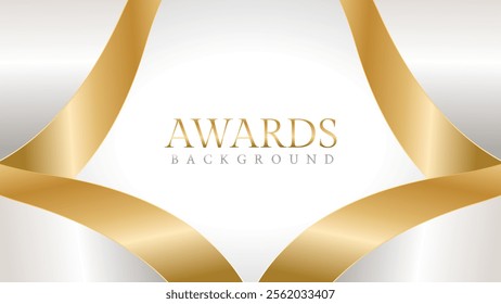 Elegant awards background with gold and silver ribbons, perfect for ceremonies, certificates, presentations, and promotions. Modern and luxurious design exuding prestige and professionalism