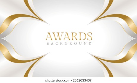 Elegant awards background with gold and silver ribbons, perfect for ceremonies, certificates, presentations, and promotions. Modern and luxurious design exuding prestige and professionalism