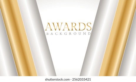 Elegant awards background with gold and silver ribbons, perfect for ceremonies, certificates, presentations, and promotions. Modern and luxurious design exuding prestige and professionalism