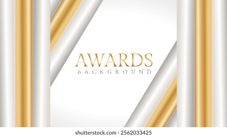 Elegant awards background with gold and silver ribbons, perfect for ceremonies, certificates, presentations, and promotions. Modern and luxurious design exuding prestige and professionalism