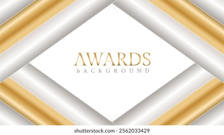 Elegant awards background with gold and silver ribbons, perfect for ceremonies, certificates, presentations, and promotions. Modern and luxurious design exuding prestige and professionalism