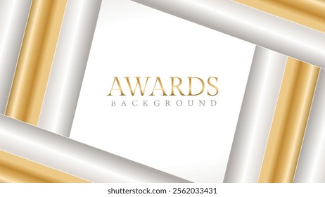 Elegant awards background with gold and silver ribbons, perfect for ceremonies, certificates, presentations, and promotions. Modern and luxurious design exuding prestige and professionalism