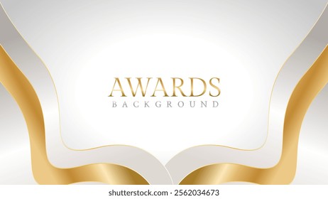 Elegant awards background with gold and silver ribbons, perfect for ceremonies, certificates, presentations, and promotions. Modern and luxurious design exuding prestige and professionalism