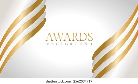 Elegant awards background with gold and silver ribbons, perfect for ceremonies, certificates, presentations, and promotions. Modern and luxurious design exuding prestige and professionalism