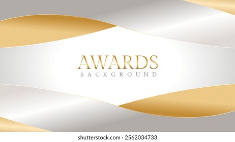 Elegant awards background with gold and silver ribbons, perfect for ceremonies, certificates, presentations, and promotions. Modern and luxurious design exuding prestige and professionalism