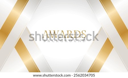 Elegant awards background with gold and silver ribbons, perfect for ceremonies, certificates, presentations, and promotions. Modern and luxurious design exuding prestige and professionalism