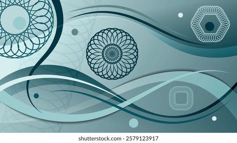 Elegant azure tones wallpaper with art elements. An excellent background for advertising, posters, postcards, business cards, corporate attributes and your other projects. Vector.