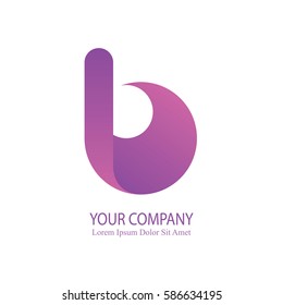 elegant b initial letter flat 3d typography design logotype for brand and company identity. gradient purple color
