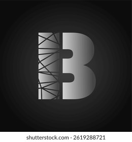 Elegant B Letter with Abstract Geometric Fragmented Style on Dark Background. Ideal for futuristic graphic themes, innovative branding elements, and modern editorial layouts.