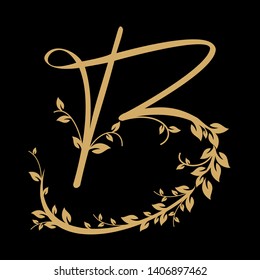 Elegant B letter. Graceful luxury style. Calligraphic beautiful logo. Vintage drawn alphabet emblem for book design, brand name, business card, boutique. Vector illustration.