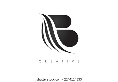 Elegant B letter Logo with Creative Swoosh and Minimalistic Modern look Vector Illustration.