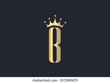 Elegant B logo with crown. Letter B logo design, Gold, beauty, fashion, cosmetics business, spa,  salons, and yoga vector luxury  concept. 