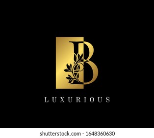 Elegant B Luxury Logo Icon, Vintage Gold B Letter Logo Design.