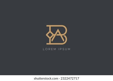 elegant ba letter illustration, ba letter golden logo design, ba golden lettering, ba luxury logotype