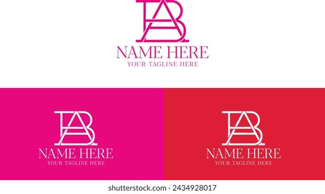 Elegant BA lineart logo design. Slim AB Logo