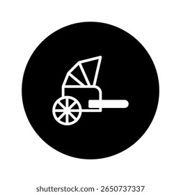 Elegant baby carriage icon design within a circular frame conveying classic style and charm illustration