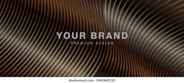 Fondo elegante con líneas de oro 3d. Ilustración vectorial abstracta de Premium para invitación, flyer, diseño de portada, invitación de lujo, Anuncio de negocios, cupón prestigioso. Fondo dorado y negro.