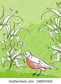 elegant  background with bird and plants ready to place your text 