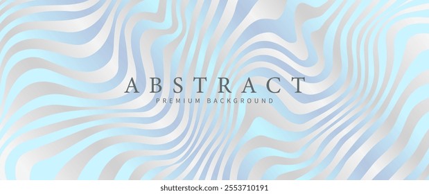Elegant background with blue and silver lines 3d pattern on luxury gradient. Premium abstract vector illustration for invitation, flyer, cover design, luxe invite, business banner, prestigious voucher