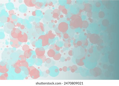 Elegant background, bokeh effect. Pink and green-mont colour. Vector illustration Pattern with circles of different scale and transparency with overlap. Pattern for banners, web pages, ads, Wallpapers