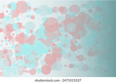 Elegant background, bokeh effect. Pink and green-mont colour. Vector illustration Pattern with circles of different scale and transparency with overlap. Pattern for banners, web pages, ads, Wallpapers