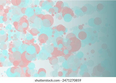 Elegant background, bokeh effect. Pink and green-mont colour. Vector illustration Pattern with circles of different scale and transparency with overlap. Pattern for banners, web pages, ads, Wallpapers