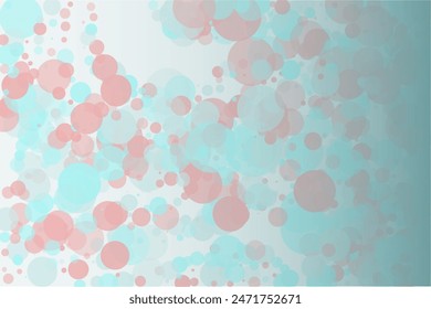 Elegant background, bokeh effect. Pink and green-mont colour. Vector illustration Pattern with circles of different scale and transparency with overlap. Pattern for banners, web pages, ads, Wallpapers