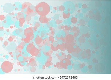 Elegant background, bokeh effect. Pink and green-mont colour. Vector illustration Pattern with circles of different scale and transparency with overlap. Pattern for banners, web pages, ads, Wallpapers