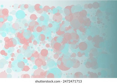 Elegant background, bokeh effect. Pink and green-mont colour. Vector illustration Pattern with circles of different scale and transparency with overlap. Pattern for banners, web pages, ads, Wallpapers