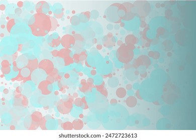 Elegant background, bokeh effect. Pink and green-mont colour. Vector illustration Pattern with circles of different scale and transparency with overlap. Pattern for banners, web pages, ads, Wallpapers