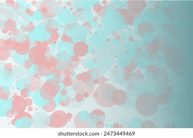 Elegant background, bokeh effect. Pink and green-mont colour. Vector illustration Pattern with circles of different scale and transparency with overlap. Pattern for banners, web pages, ads, Wallpapers