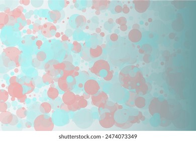 Elegant background, bokeh effect. Pink and green-mont colour. Vector illustration Pattern with circles of different scale and transparency with overlap. Pattern for banners, web pages, ads, Wallpapers