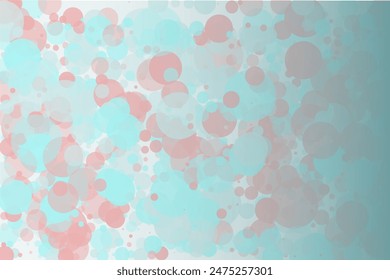 Elegant background, bokeh effect. Pink and green-mont colour. Vector illustration Pattern with circles of different scale and transparency with overlap. Pattern for banners, web pages, ads, Wallpapers