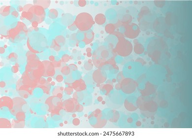 Elegant background, bokeh effect. Pink and green-mont colour. Vector illustration Pattern with circles of different scale and transparency with overlap. Pattern for banners, web pages, ads, Wallpapers