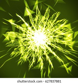 Elegant Background For Business Presentation. Array With Splash Particles. Molecular Bond Broken Lights Triangle Plexus Elements Science Technology Concept. 