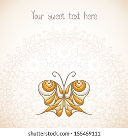 Elegant background with butterfly. Steampunk style. 