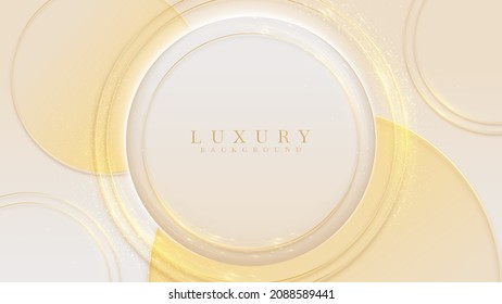 Elegant background with circle frame elements and golden lines with glitter light effect.