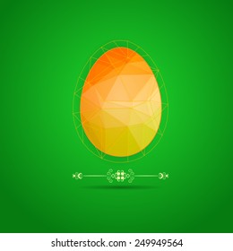 elegant background with colorful polygonal egg and text divider, for greeting, invitation card, or cover. Easter background.Vector, EPS 10