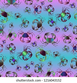 Elegant background crab multicolor pattern seamless.