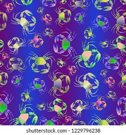 Elegant background crab multicolor pattern seamless.