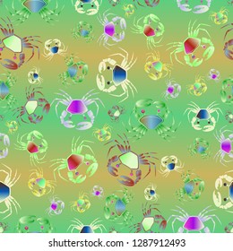 Elegant background crab multicolor pattern seamless.