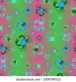 Elegant background crab multicolored pattern seamless.