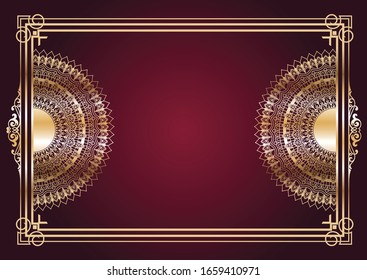 Marco elegante con marco dorado decorativo y diseño mandala