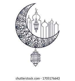 Elegant background design for Islamic festivals Ramadan and Eid. Ramadan kareem moon