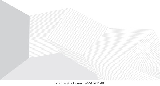 Elegant background design with white and grey line pattern or texture. Luxury horizontal white background for business banner, poster, backdrop, voucher, invite. Vector illustration